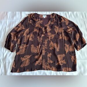 Liz Claiborne brown blouse with floral print size 2XL